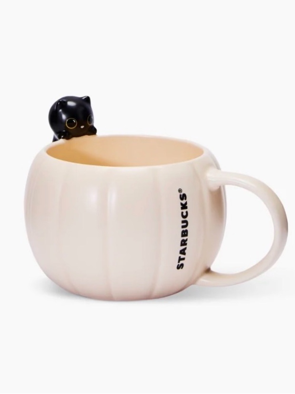 Starbucks NWT Black Cat Ceramic Pumpkin Mug Halloween Collection